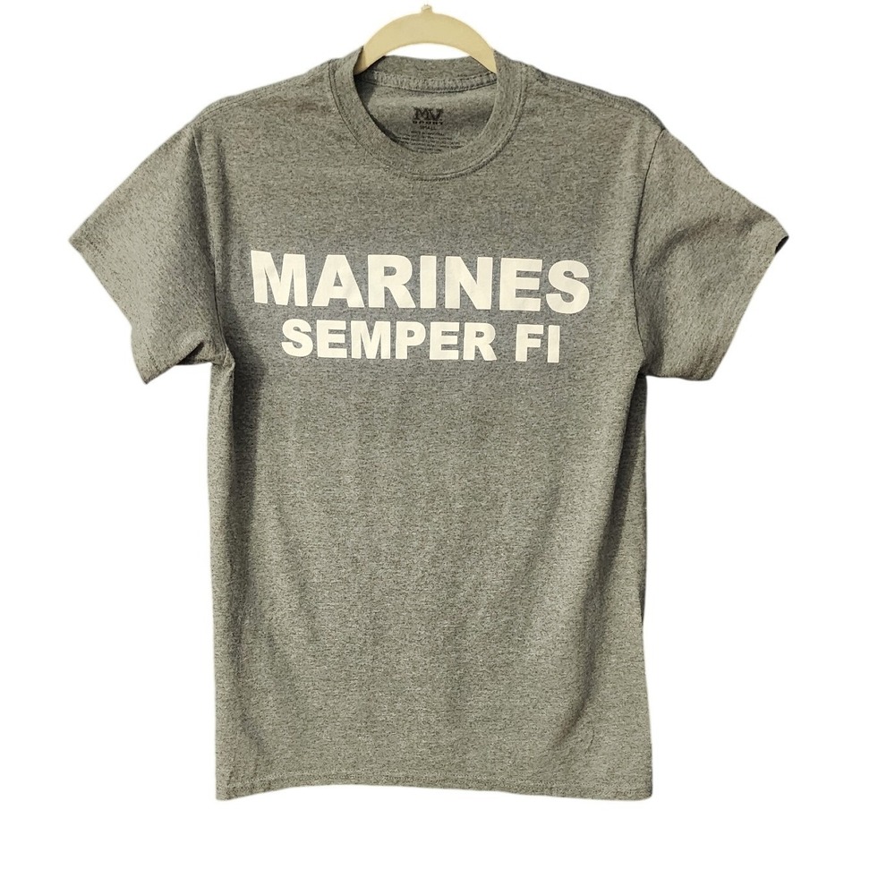 MV Sport Military‎ Mens Marines Semper Fi Graphic Gray T-Shirt Small